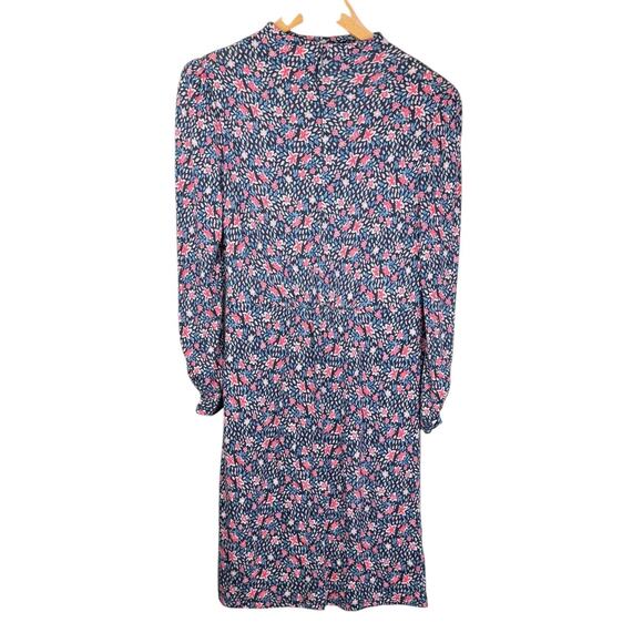 Rebecca Taylor Blue Red Floral Long Sleeve Mock Neck Stretch Zip Up Mini Dress - Picture 9 of 12